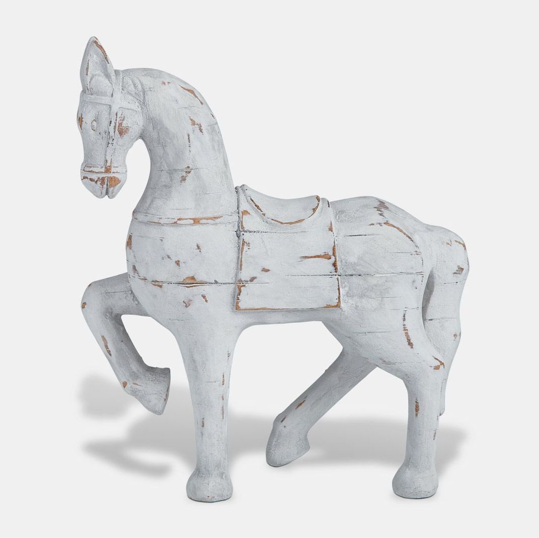 White Wooden Horse Ornament 