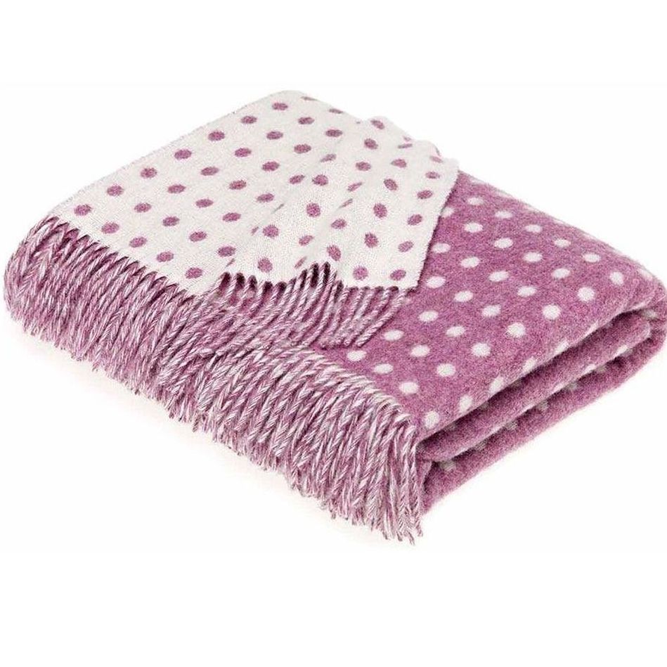 BRONTE by Moon Lilac & Cream Classic Spot Throw in Supersoft Merino Lambswo