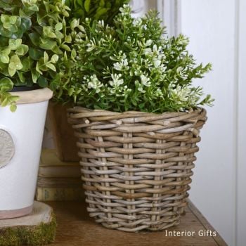 Woven Seagrass Basket Garden Indoor Planter Pot Holder Window Box White S 