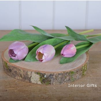 Faux Silk Tulips in Mauve - 3 Stems 36 cm