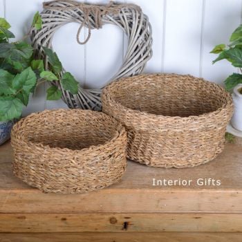 Seagrass Round Low Basket - Set of 2