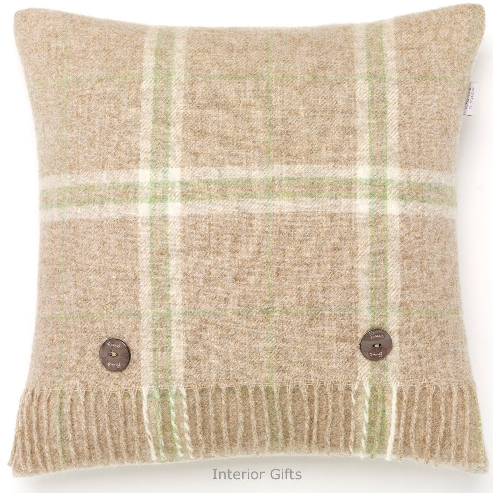 BRONTE by Moon Cushion - Beige Travertline Windowpane Shetland Wool