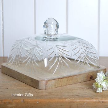 Handcrafted Glass Food Dome and Tray - Square