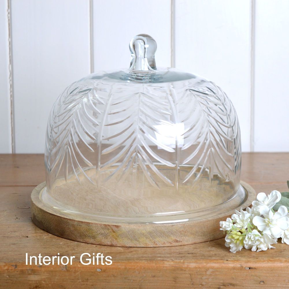 Handcrafted Glass Food Dome and Tray - Round