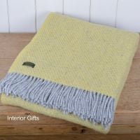 Tweedmill Lemon Yellow Boa Pure New Wool  Large Throw Blanket