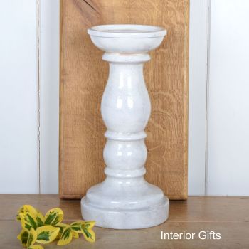 Large Pillar Candle Holder Handmade in Old White - Large 34 cm H