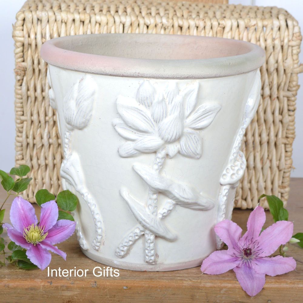 Botanicals Plant Pot Handmade in Ivory Cream - 25 cm H