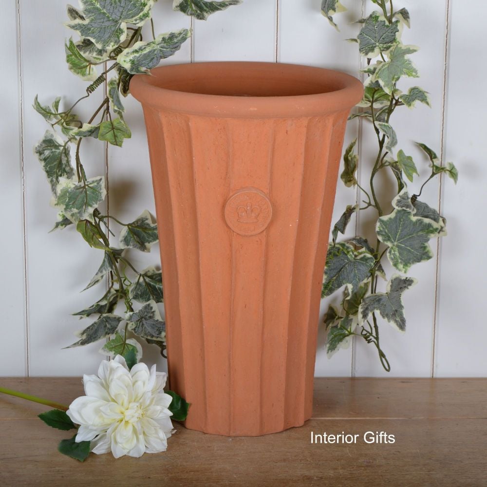 Kew Fluted Flared Tall Vase in Natural Classic Terracotta - 44 cm H