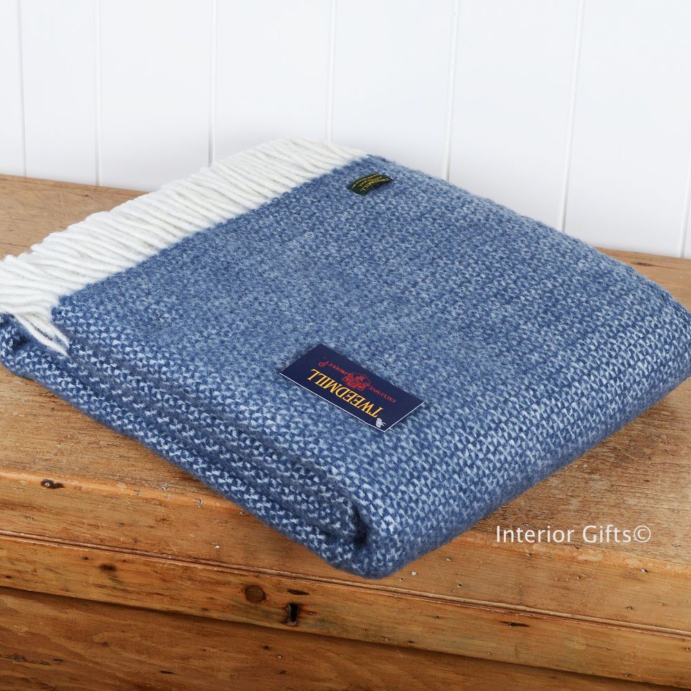 Tweedmill Slate Blue Ascot Knee Rug or Small Blanket Throw Pure New Wool