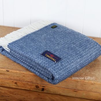 Tweedmill Slate Blue Ascot Knee Rug or Small Blanket Throw Pure New Wool
