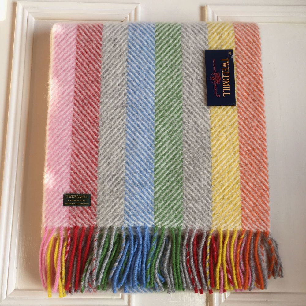 Tweedmill Herringbone Stripe Candy Grey Knee Rug or Small Blanket Pure New 