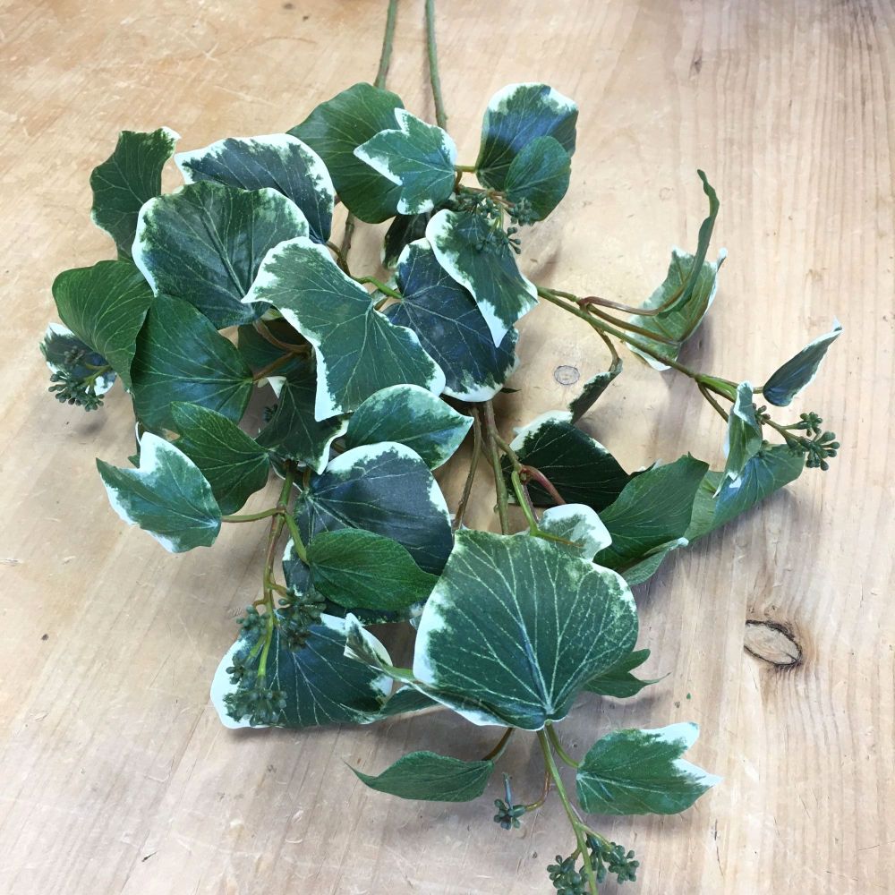 Faux Variegated French Ivy Spray 70 cm