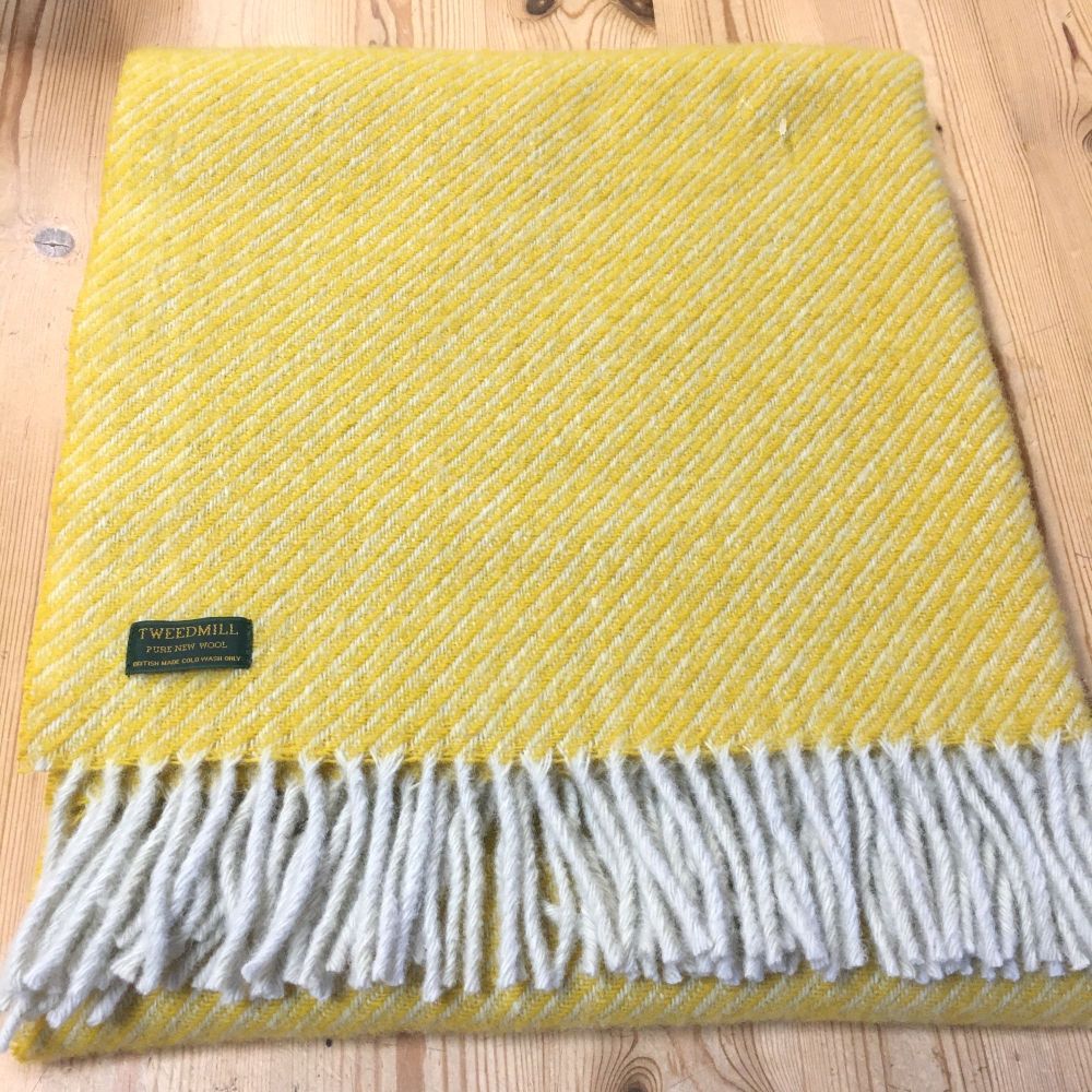 Tweedmill Yellow Diagonal Stripe Knee Rug, Small Blanket Throw Pure New Woo