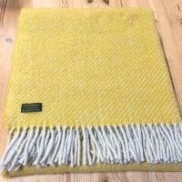 Tweedmill Yellow Diagonal Stripe Knee Rug, Small Blanket Throw Pure New Wool