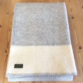 Tweedmill Crossweave Grey & Cream Pure New Wool Throw Blanket