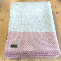 Tweedmill Crossweave Grey & Dusky Pink Pure New Wool Throw Blanket