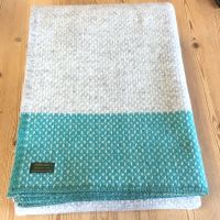 Tweedmill Crossweave Grey & Peacock Blue/Green Pure New Wool Throw Blanket