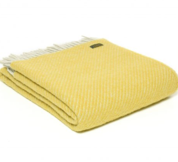 Tweedmill Diagonal Stripe Yellow Pure New Wool Throw Blanket