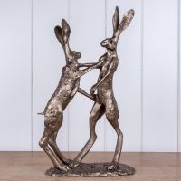 Hannah & Hamish Pair Boxing Hares Frith Bronze Sculpture by Paul Jenkins