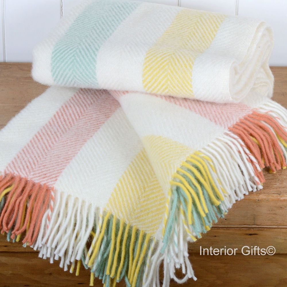 Tweedmill Summer Stripe Knee Rug or Small Blanket Pure New Wool