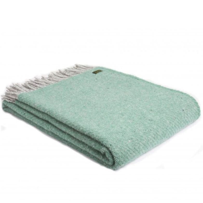 Tweedmill Sea Green Boa Pure New Wool Large Throw Blanket