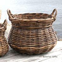 Wicker French Rattan Basket with Handles - large