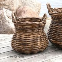 Wicker French Rattan Basket with Handles - small