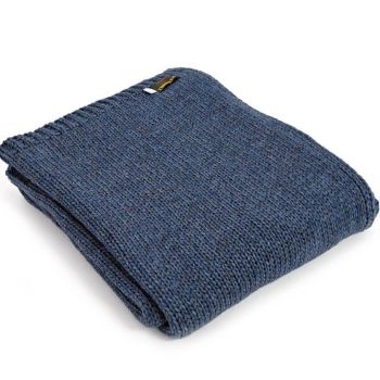Tweedmill Knitted Soft Alpaca Mix Throw in Blue Slate