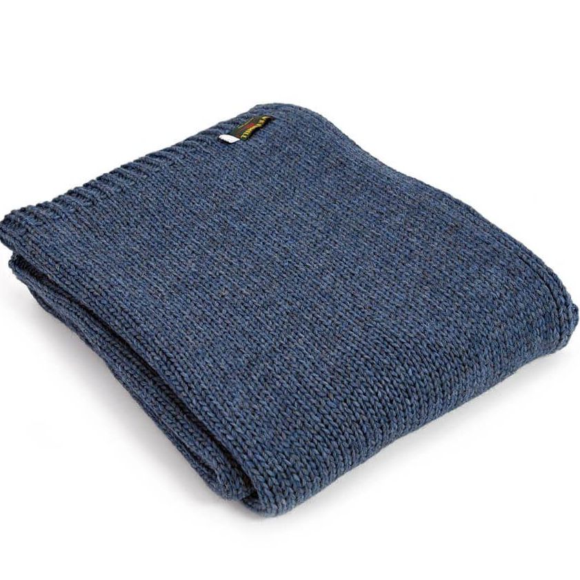 Tweedmill Knitted Alpaca Throw in Blue Slate, beautiful plain weave ...