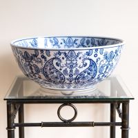 Large Ceramic Decorative Bowl / Fruit Bowl Blue & White
