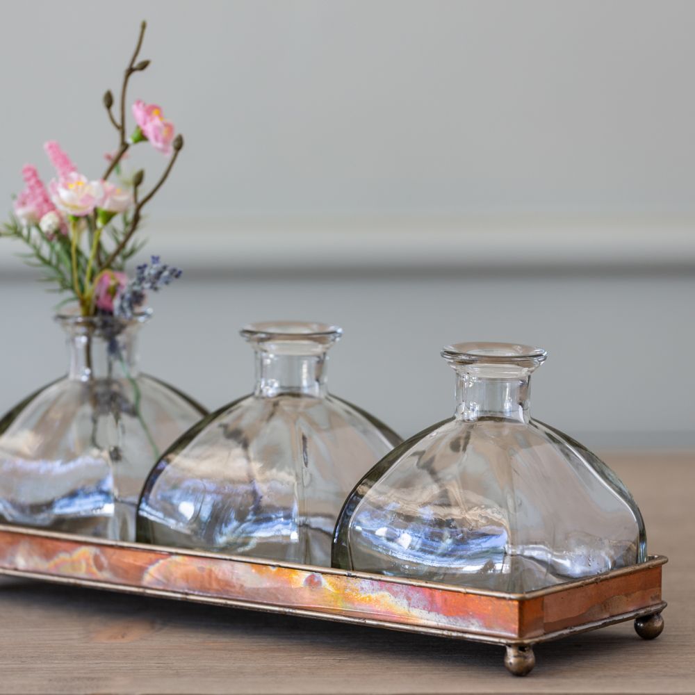 Glass Flower Bottle Set