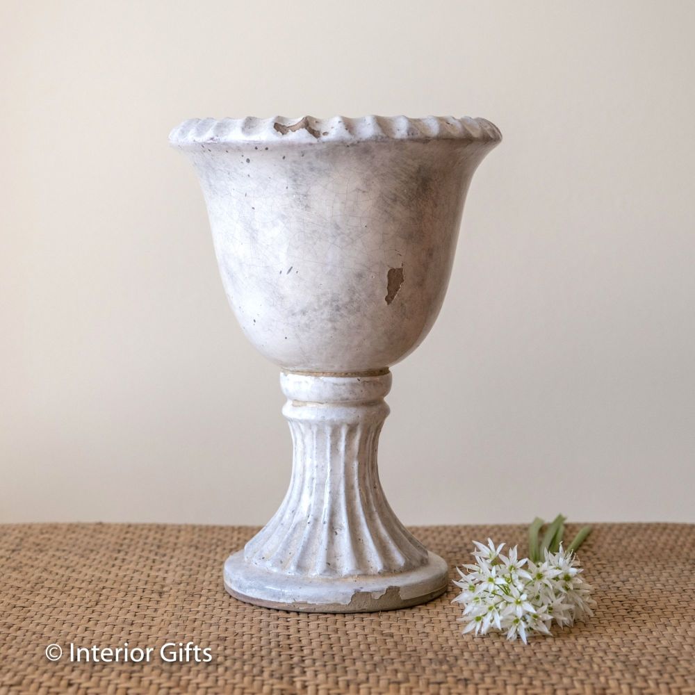Kew Footed Urn in Old White - Royal Botanic Gardens Plant Pot - Small