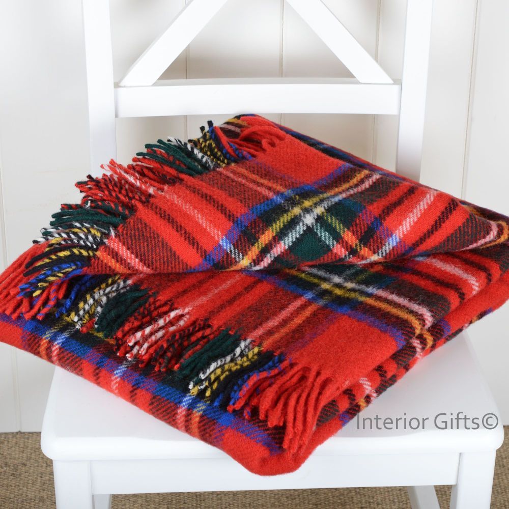 Tweedmill Tartan Royal Stewart Red Knee Rug or Small Blanket Pure New Wool