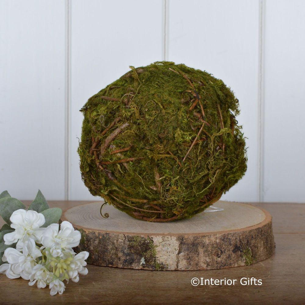 Decorative Moss Ball with Twigs  - 15 cm