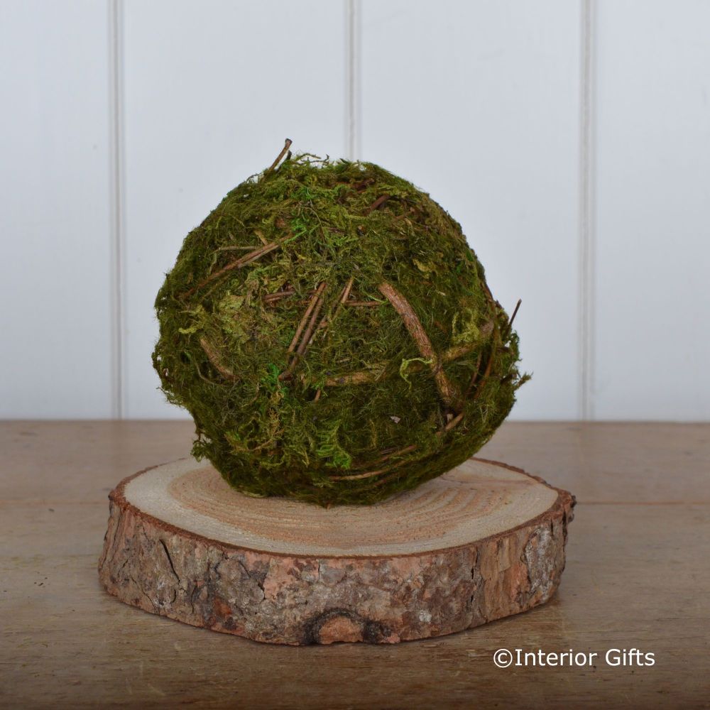Decorative Moss Ball with Twigs  - 11 cm