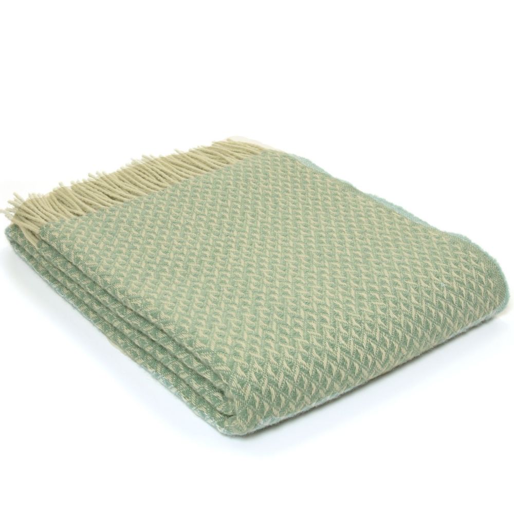 Tweedmill Diamond Sea Green Pure New Wool Throw / Blanket