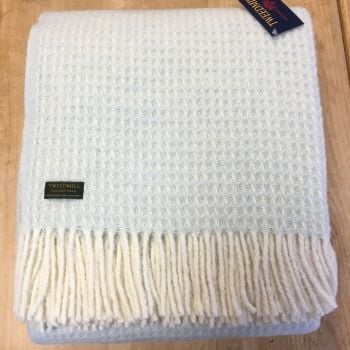 Tweedmill Soft Waffle Frost Pure New Wool Large Throw or Blanket