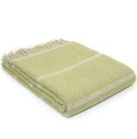 Tweedmill Broad Stripe Fern Green Knee Rug or Small Blanket Pure New Wool