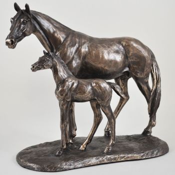 Bronze Sculpture of Mare with her Foal -  Horse Sculpture