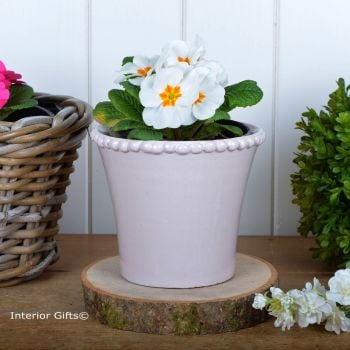 Calamine Pearl Tapered Pot Handmade - Glazed Terracotta Plant Pot Small