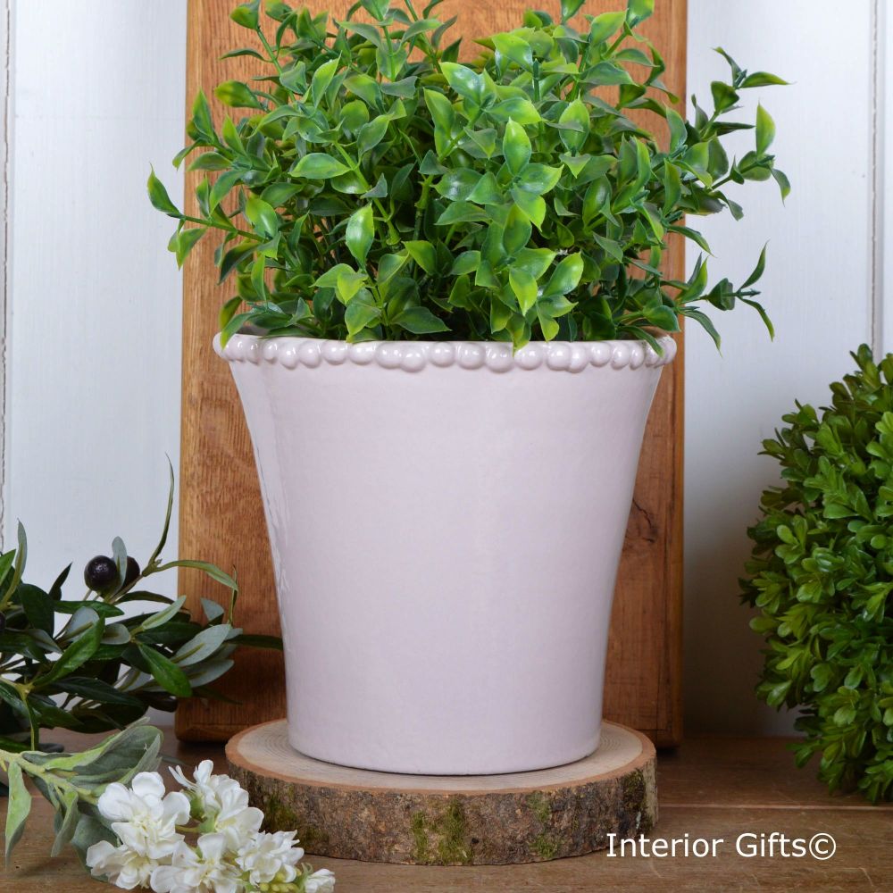 Calamine Beaded Tapered Pot Handmade - Glazed Terracotta Plant Pot Large