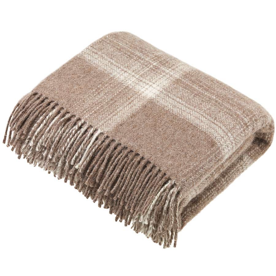 BRONTE by Moon Natural Collection Classic Beige Ombre Check Throw in Shetla