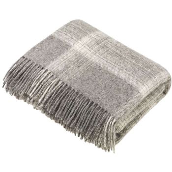 BRONTE by Moon Natural Collection Classic Grey Ombre Check Throw in Shetland Pure New Wool