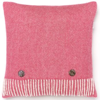 BRONTE by Moon Cushion - Herringbone Cerise Pink Merino Lambswool