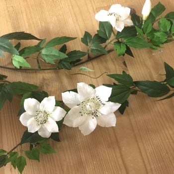 Faux Clematis White Flower Garland - 130 cm