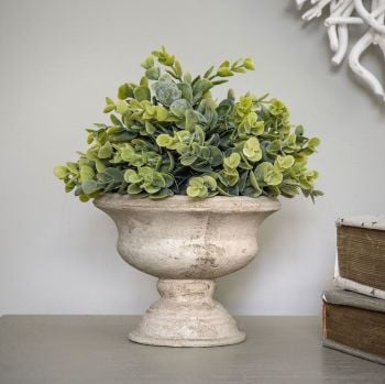 Faux Herb Plant in Natural Stone Effect Urn