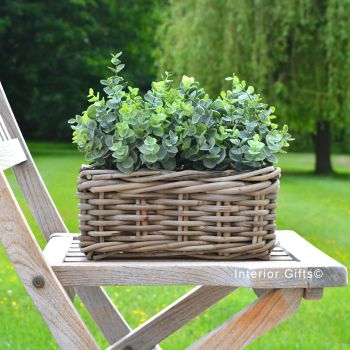 Rattan Wicker Windowbox Basket Planter / Plant Pot - Natural - 30 cm L