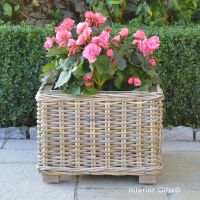 Rattan Wicker Basket Square Planter  with Metal Liner - Natural - 40 cm W