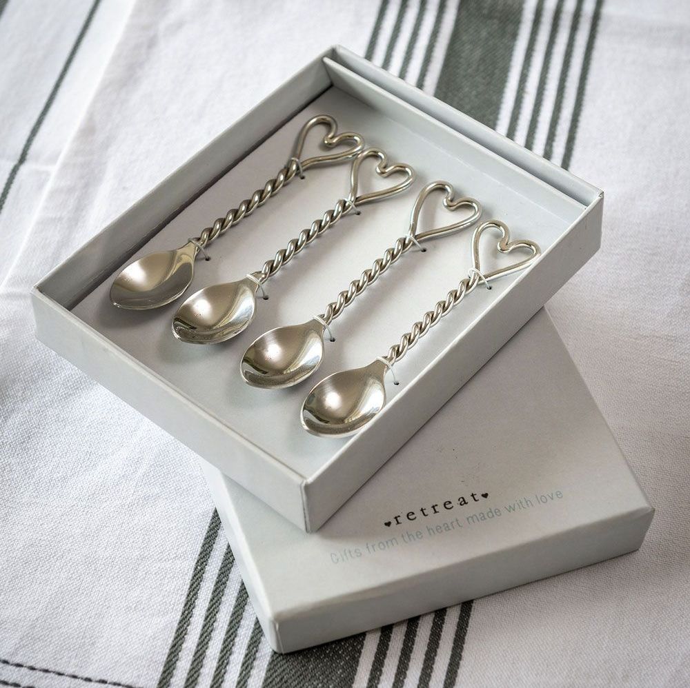 Twisted Heart Tea Spoons - set of four - Gift Boxed