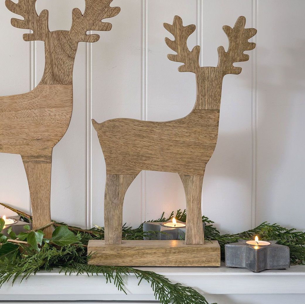 Solid Wood Christmas Stag / Reindeer Decoration - 45 cm